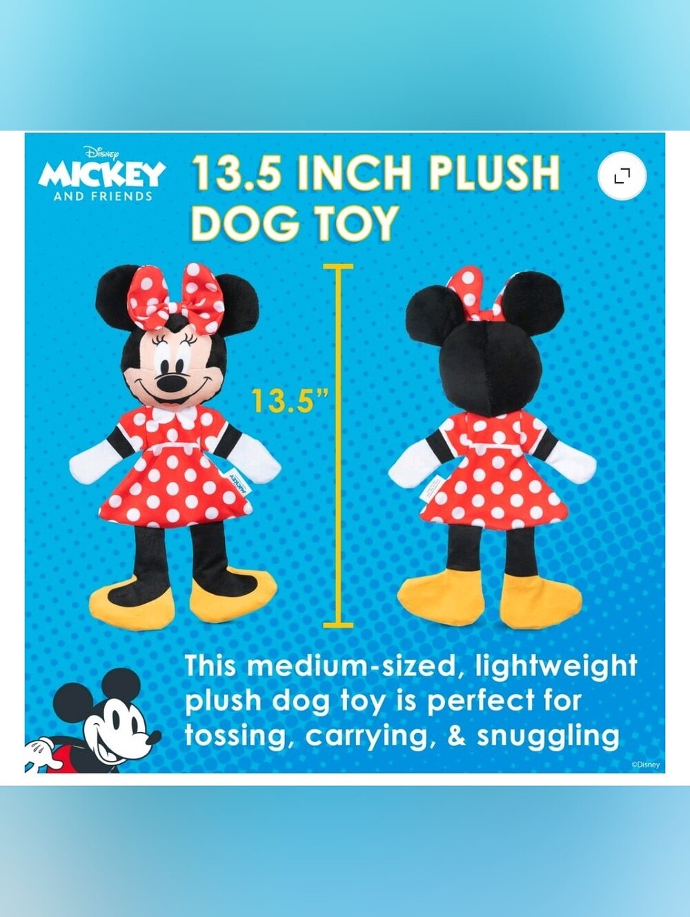 Disney Minnie Mouse 13.5" Red Polka Dot Plush Dog Toy